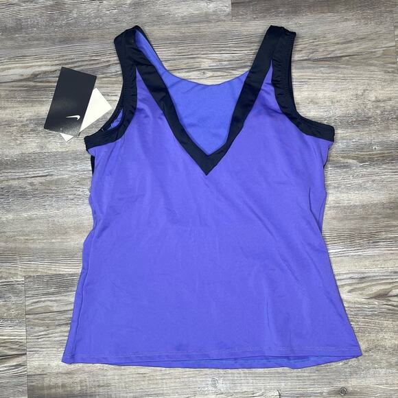 Nike Swim Women's Purple/Black Sport Mesh High Neck Tankini Swim Top sz XS - Picture 2 of 2